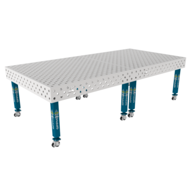 Stół Spawalniczy PLUS INOX 3000x1480 mm, blat 12mm, otwory fi28 mm, siatka diagonalna, na kołach - obrazek 2