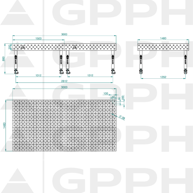 Stół spawalniczy PLUS INOX na kołach GPPH