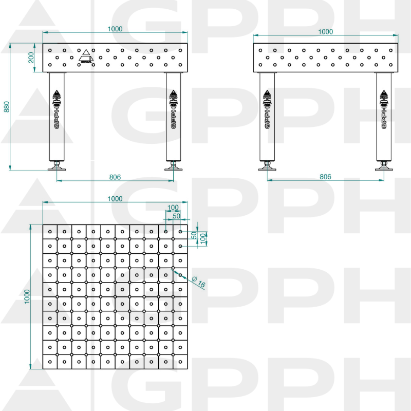 PRO_INOX_Stół spawalniczy_1000x1000_GPPH_16_DIAG_S_INOX_PRO_100x100_WOLSEN2