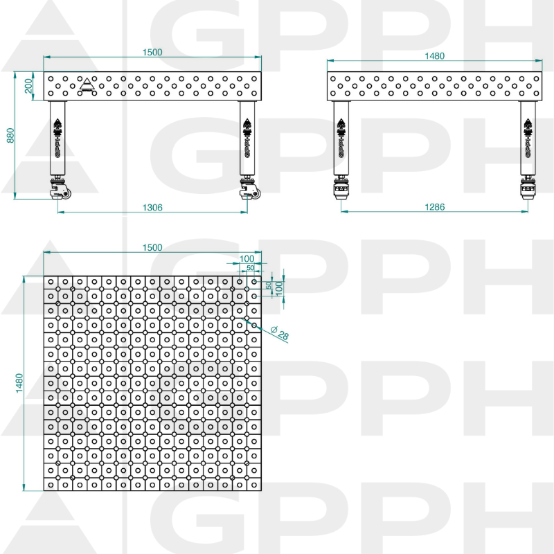 PRO_INOX_Stół spawalniczy_1500x1480_GPPH_28_DIAG_K_INOX_PRO_150x148_WOLSEN2