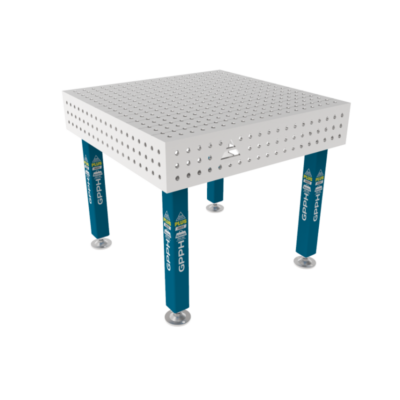 Stół Spawalniczy PLUS INOX 1000x1000 mm, blat 12mm, otwory fi16 mm, siatka 50x50 mm, na stopach - obrazek 2
