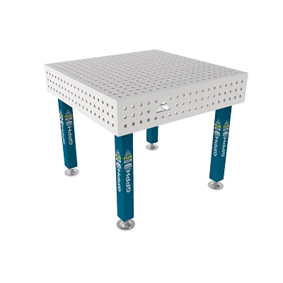 Stół Spawalniczy PLUS INOX 1000x1000 mm, blat 12mm, otwory fi16 mm, siatka 50x50 mm, na stopach