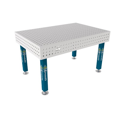 Stół Spawalniczy PLUS INOX 1500x1000 mm, blat 12mm, otwory fi16 mm, siatka 50x50 mm, na stopach