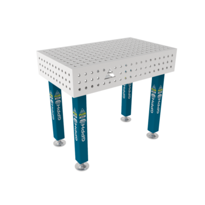 Stół Spawalniczy PLUS INOX 1000x600 mm, blat 12mm, otwory fi16 mm, siatka 50x50 mm, na stopach - obrazek 2