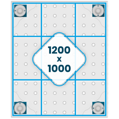 Stół Spawalniczy PLUS INOX 1200x1000 mm, blat 12mm, otwory fi16 mm, siatka 50x50 mm, na stopach - obrazek 3