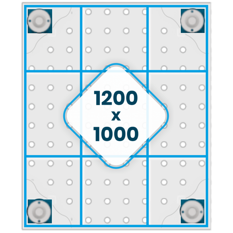 Stół Spawalniczy PLUS INOX 1200x1000 mm, blat 12mm, otwory fi16 mm, siatka diagonalna, na stołach - obrazek 3