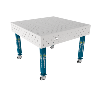 Stół Spawalniczy PLUS INOX 1200x1200 mm, blat 12mm, otwory fi16 mm, siatka 100x100 mm, na kołach - obrazek 2