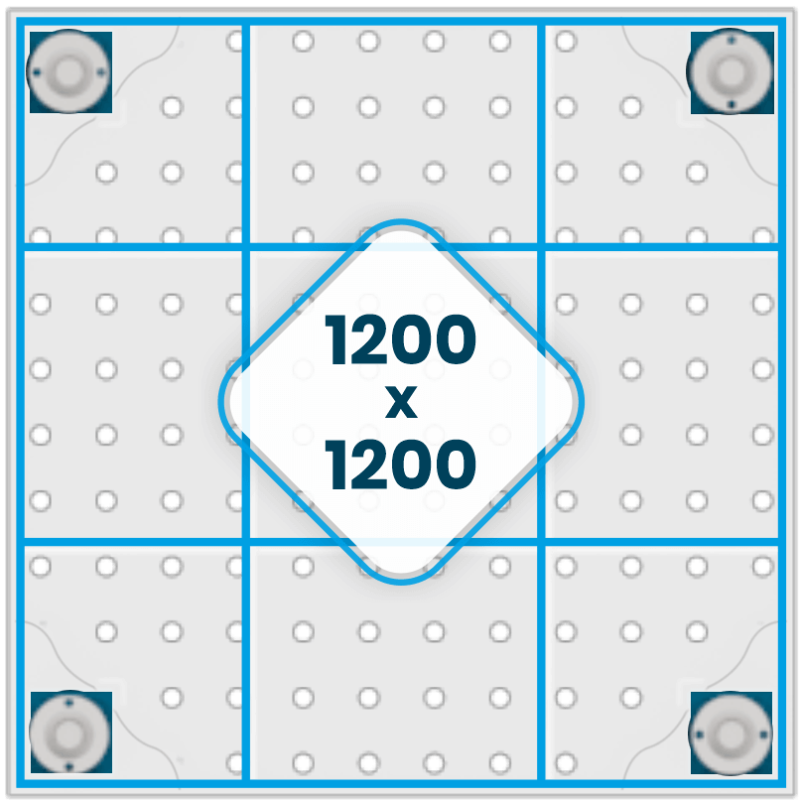 Stół Spawalniczy PLUS INOX 1200x1200 mm, blat 12mm, otwory fi16 mm, siatka 100x100 mm, na kołach - obrazek 3