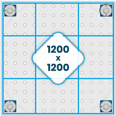 Stół Spawalniczy PLUS INOX 1200x1200 mm, blat 12mm, otwory fi16 mm, siatka 50x50 mm, na stopach - obrazek 3