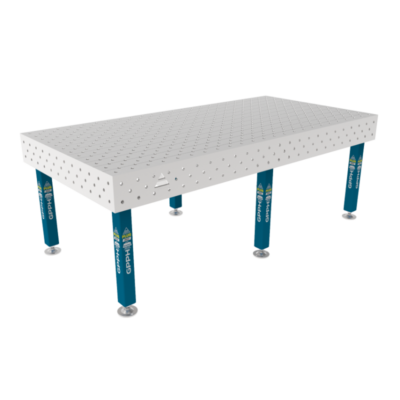 Stół Spawalniczy PLUS INOX 2400x1200 mm, blat 12mm, otwory fi16 mm, siatka diagonalna, na stopach - obrazek 2