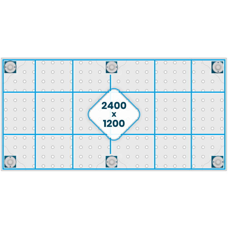 Stół Spawalniczy PLUS INOX 2400x1200 mm, blat 12mm, otwory fi16 mm, siatka diagonalna, na stopach - obrazek 3