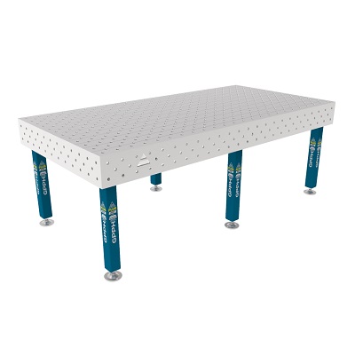 Stół Spawalniczy PLUS INOX 2400x1200 mm, blat 12mm, otwory fi16 mm, siatka diagonalna, na stopach