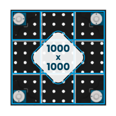 Stół Spawalniczo-montażowy BASIC 1000x1000 mm, blat 12mm, otwory fi16 mm, siatka 50x50 mm, na stopach - obrazek 3