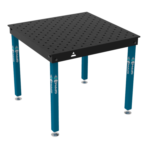 Stół Spawalniczo-montażowy BASIC 1000x1000 mm, blat 12mm, otwory fi16 mm, siatka diagonalna, na stopach