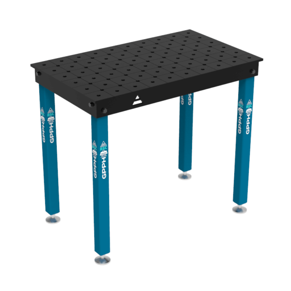 Stół Spawalniczo-montażowy BASIC 1000x600 mm, blat 12mm, otwory fi16 mm, siatka diagonalna, na stopach