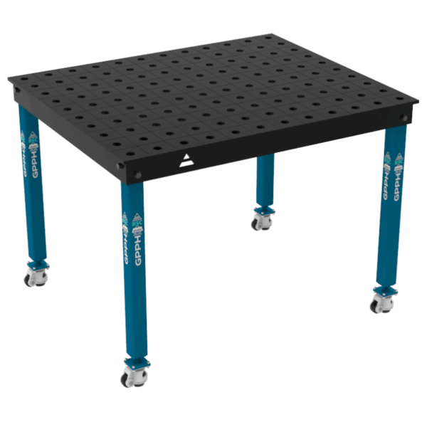 Stół Spawalniczo-montażowy BASIC 1200x1000 mm, blat 12mm, otwory fi28 mm, siatka 100x100 mm, na kołach