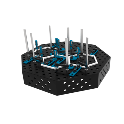 Stół spawalniczy ośmiokątny OCT PRO INOX 1200x1200 mm, blat 15 mm, otwory fi28 mm, siatka diagonalna - obrazek 6
