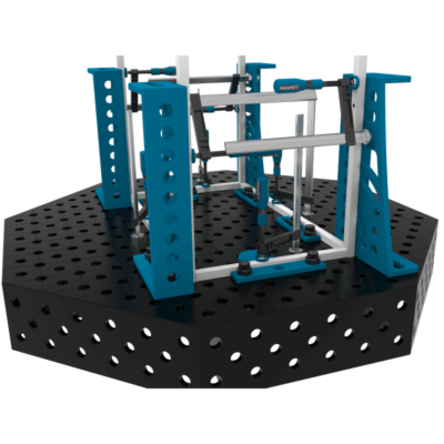 Stół spawalniczy ośmiokątny OCT PLUS 1400x1400 mm, blat 12 mm, otwory fi16 mm, siatka diagonalna - obrazek 6