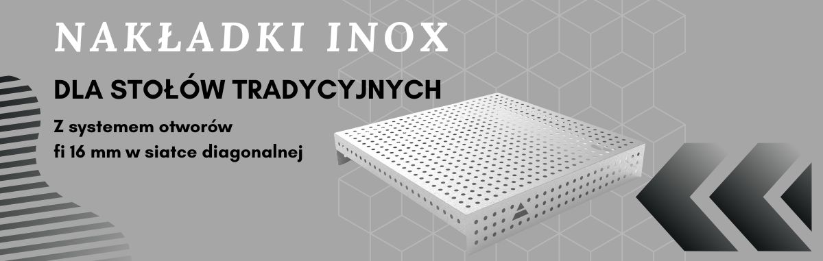 NAKŁADKI NIERDZEWNE dla stołów z systemem otworów średnicy 16 mm w siatce diagonalnej 