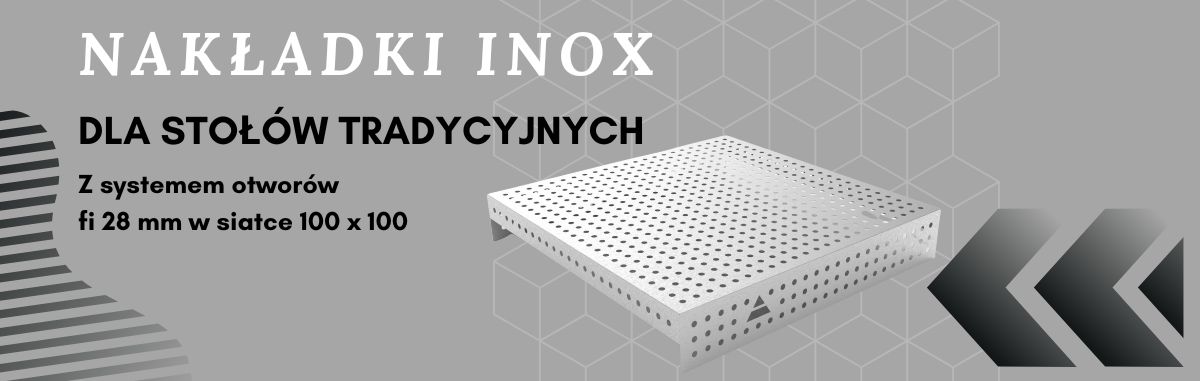 NAKŁADKI NIERDZEWNE dla stołów z systemem otworów średnicy 28 mm w siatce 100x100 mm 