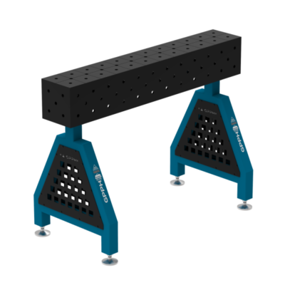 Podpora spawalnicza TRESTLE ECO 1200x200x200 mm, blat 8 mm, otwory fi16 mm, siatka diagonalna, na stopach - obrazek 2