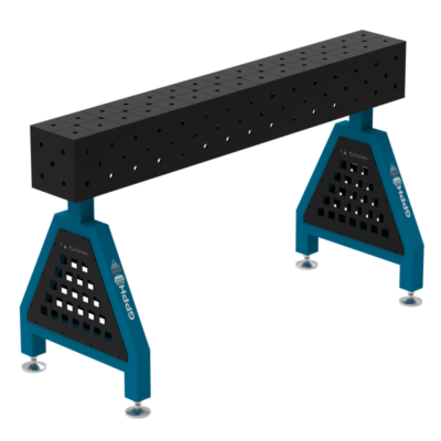 Podpora spawalnicza TRESTLE ECO 1500x200x200 mm, blat 8 mm, otwory fi16 mm, siatka diagonalna, na stopach - obrazek 2