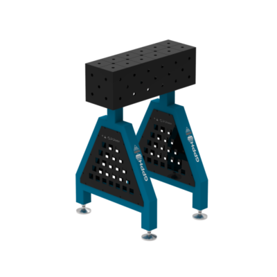 Podpora spawalnicza TRESTLE ECO 600x200x200 mm, blat 8 mm, otwory fi16 mm, siatka diagonalna, na stopach - obrazek 2