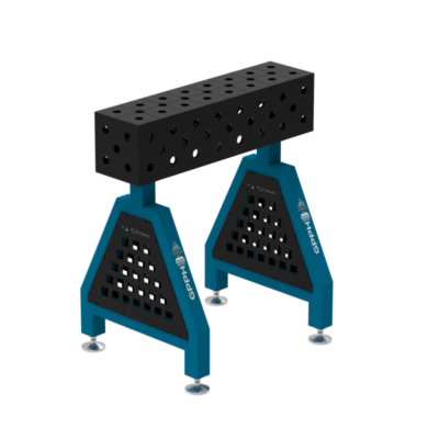 Podpora spawalnicza TRESTLE ECO 800x200x200 mm, blat 8 mm, otwory fi28 mm, siatka diagonalna, na stopach - obrazek 2