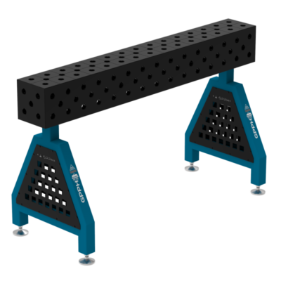 Podpora spawalnicza TRESTLE EXPERT 1500x200x200 mm, blat 25 mm, otwory fi28 mm, siatka diagonalna, na stopach - obrazek 2