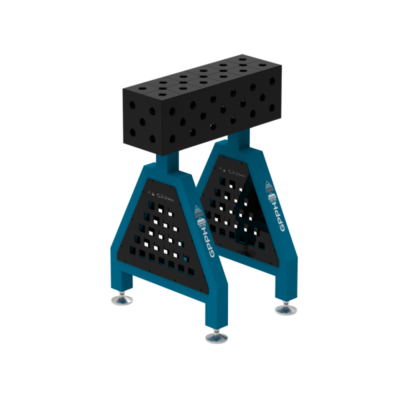 Podpora spawalnicza TRESTLE EXPERT 800x200x200 mm, blat 25 mm, otwory fi28 mm, siatka diagonalna, na stopach - obrazek 2