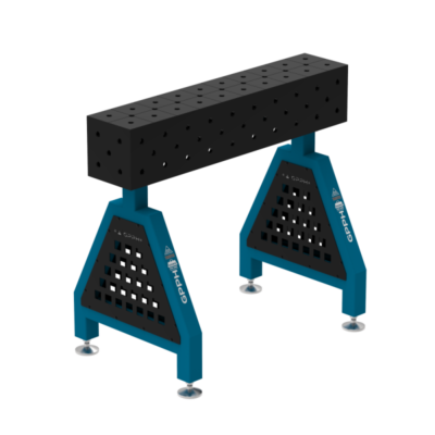 Podpora spawalnicza TRESTLE PLUS 1000x200x200 mm, blat 12 mm, otwory fi16 mm, siatka diagonalna, na stopach - obrazek 2