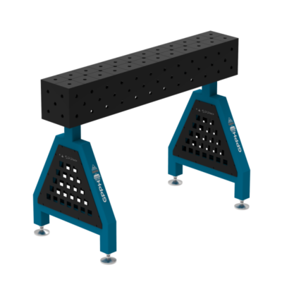 Podpora spawalnicza TRESTLE PLUS 1200x200x200 mm, blat 12 mm, otwory fi16 mm, siatka diagonalna, na stopach - obrazek 2