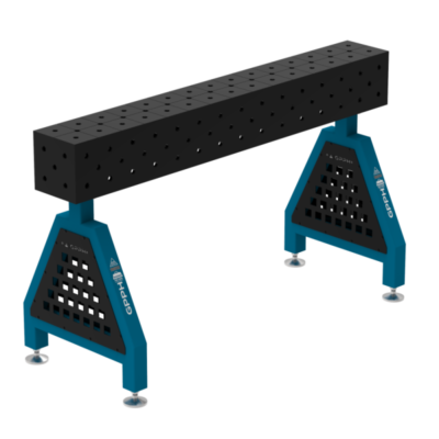 Podpora spawalnicza TRESTLE PLUS 1500x200x200 mm, blat 12 mm, otwory fi16 mm, siatka diagonalna, na stopach - obrazek 2