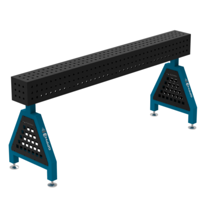 Podpora spawalnicza TRESTLE PLUS 2000x200x200 mm, blat 12 mm, otwory fi16 mm, siatka 50x50 mm, na stopach - obrazek 2