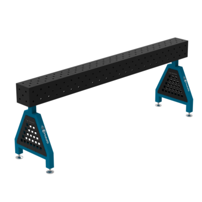 Podpora spawalnicza TRESTLE PLUS 2400x200x200 mm, blat 12 mm, otwory fi16 mm, siatka diagonalna, na stopach - obrazek 2