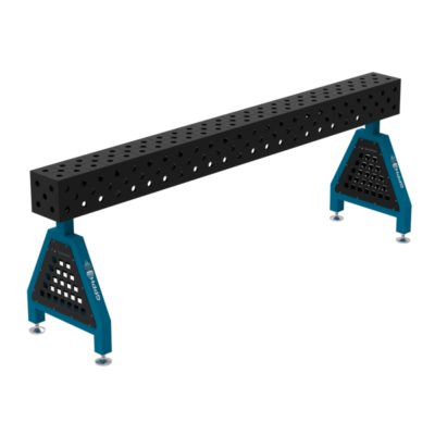 Podpora spawalnicza TRESTLE PLUS 2400x200x200 mm, blat 12 mm, otwory fi28 mm, siatka diagonalna, na stopach - obrazek 2