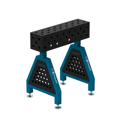 Podpora spawalnicza TRESTLE PLUS 800x200x200 mm, blat 12 mm, otwory fi28 mm, siatka diagonalna, na stopach - obrazek 2
