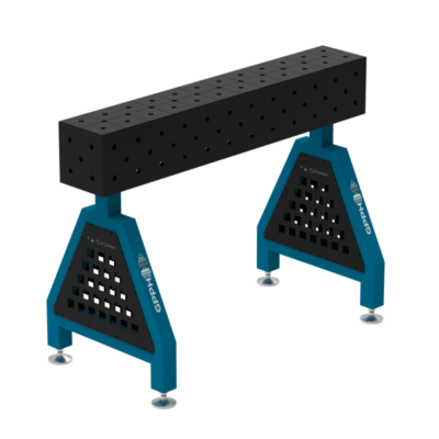 Podpora spawalnicza TRESTLE PRO 1200x200x200 mm, blat 15 mm, otwory fi16 mm, siatka diagonalna, na stopach - obrazek 2