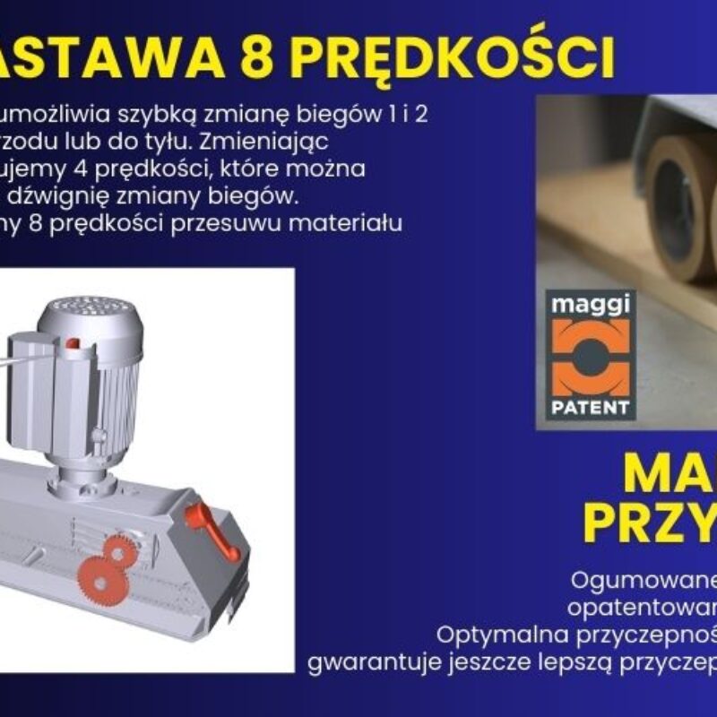 STEFF2068 Posuw 6 rolkowy,8 stałych prędkości Maggi Technology 20 mm ugięcia rolek
